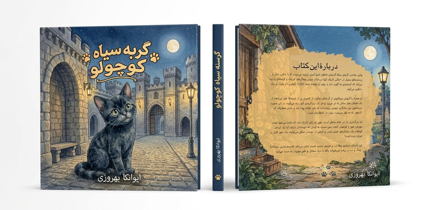 The Farsi edition shown with its front cover, spine and back cover